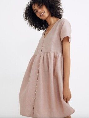 Madewell Alexandra  Linen Blend Mink Dress